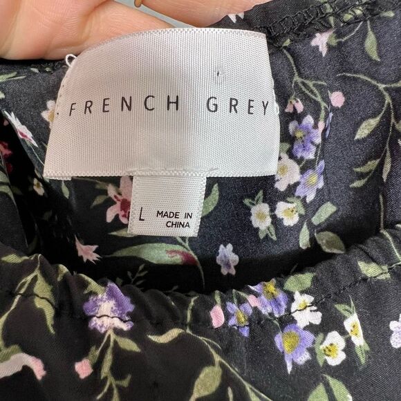 French Grey Stitchfix Dress Womens Short Single Sleeve Floral Mini Ladies Large - Picture 6 of 8